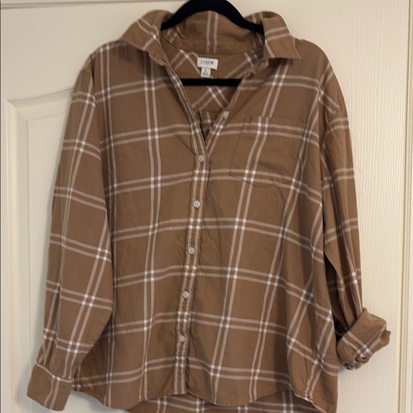 J. Crew Factory Camel Flannel Plaid Shirt - Picture 1 of 4